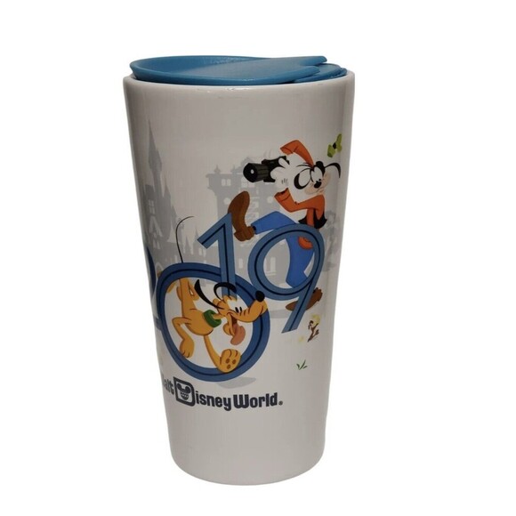 New Walt Disney World 2019 Mickey Mouse Travel Tumbler with Lid Ceramic Mug - Picture 6 of 9
